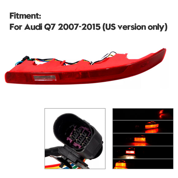 Right Rear Bumper Reflector Tail Light Lamp Red Lens For Audi Q7 2007-2015