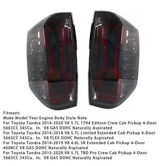 Left+Right LED Tail Light Assembly For Toyota Tundra 2014-2020