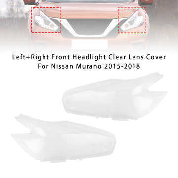 Left+Right Front Headlight Clear Lens Cover For Nissan Murano 2015-2018 - 0