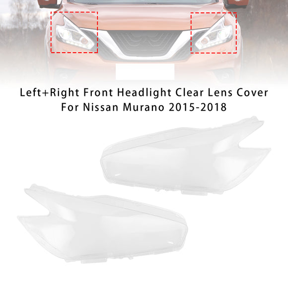 Cubierta de lente transparente para faro delantero izquierdo + derecho para Nissan Murano 2015-2018