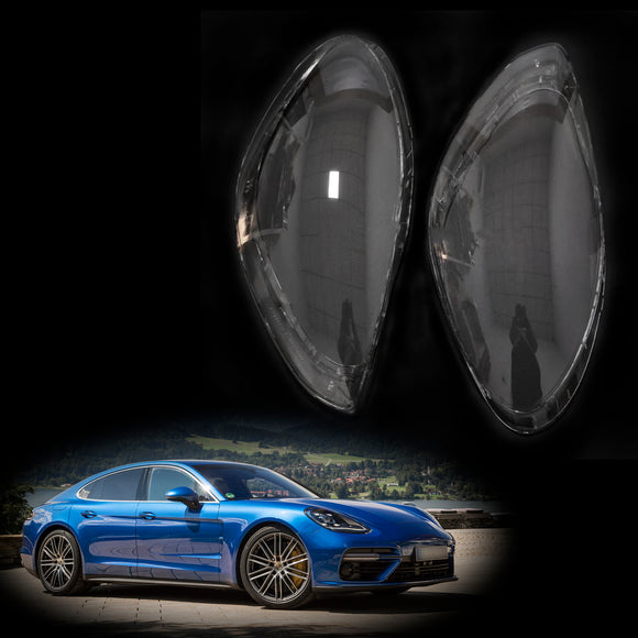 2 Stück Frontscheinwerfer-Scheinwerfer-Objektiv-Abdeckungsschale klar für Porsche Panamera 2017–2020