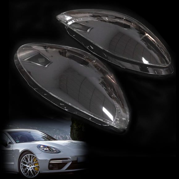 2 Stück Frontscheinwerfer-Scheinwerfer-Objektiv-Abdeckungsschale klar für Porsche Panamera 2017–2020