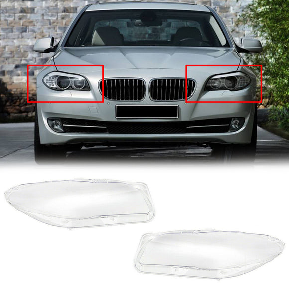 Left+Right Headlight Lens Cover For BMW F10 F18 5 Series 520 525 2010-2014
