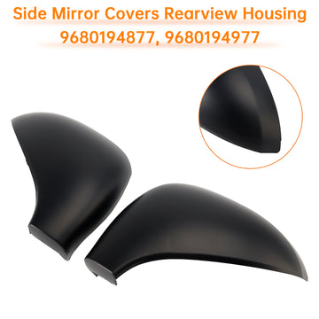 Side Mirror Covers Rearview Housing Matte Black for Peugeot 207 Hatchback - 0