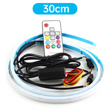 Ultradünner Auto-LED-Scheinwerfer, Tagfahrlicht, schillerndes Licht, Augenbrauenstreifen mit Fernbedienung, 30 cm - 0