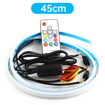 Ultradünner Auto-LED-Scheinwerfer, Tagfahrlicht, schillerndes Licht, Augenbrauenstreifen mit Fernbedienung, 45 cm - 0