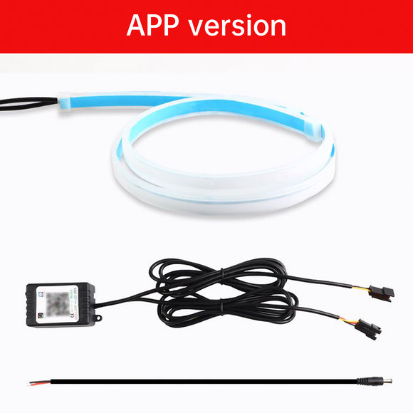Ultra Thin Car LED Headlight Daytime Running Iridescent Light Eyebrow Strip With APP Controller 45cm