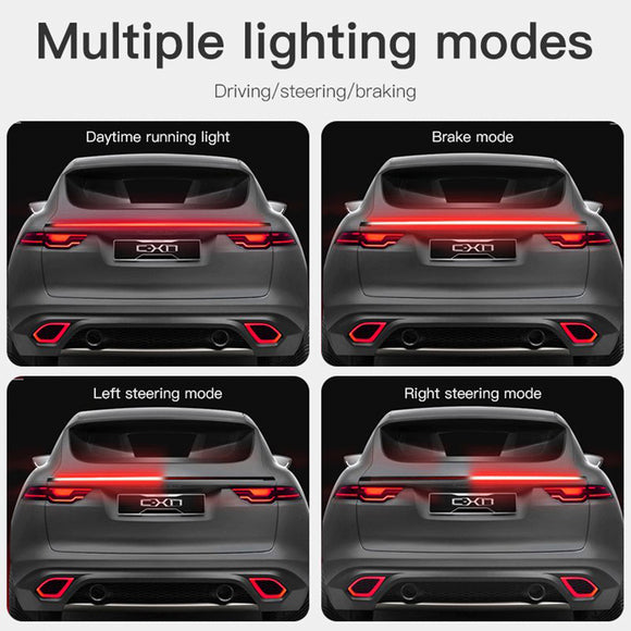 Car Tail Streamer Lampa Kolfiber LED-ljus Bakvinge Spoiler Läpp Broms Trunk Röd 1.3M