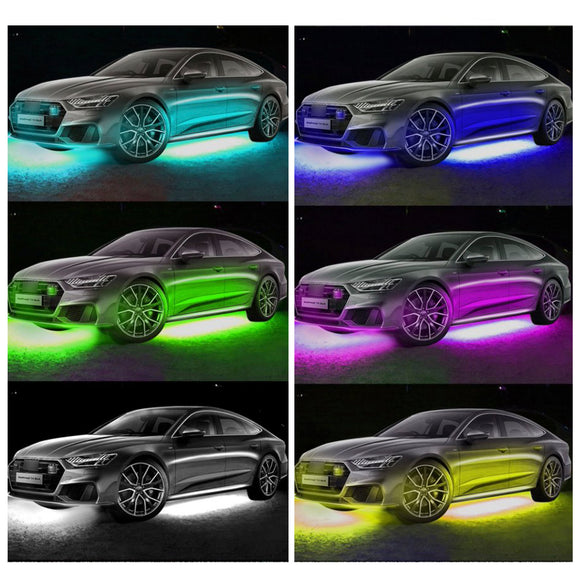4-teiliges LED-Chassis-Licht, modifiziert mit Fantasy-Umgebungslicht-App + Fernbedienung 90 x 2 + 120 x 2