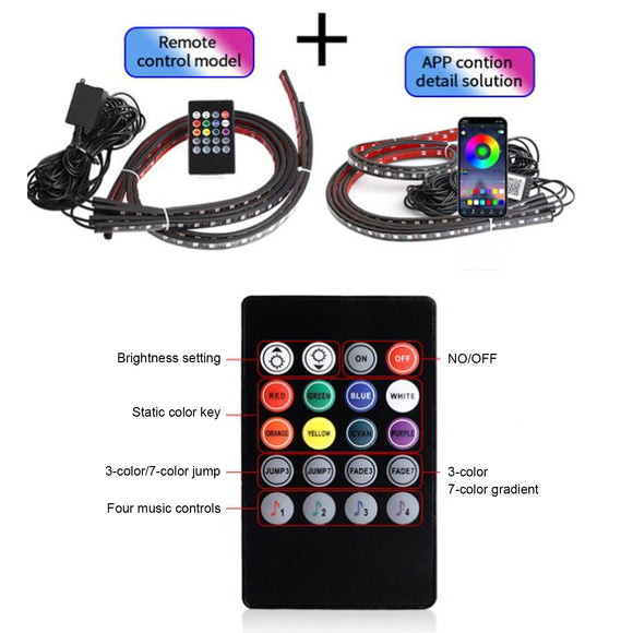 4-teiliges LED-Chassis-Licht, modifiziert mit Fantasy-Umgebungslicht-App + Fernbedienung 90 x 2 + 120 x 2