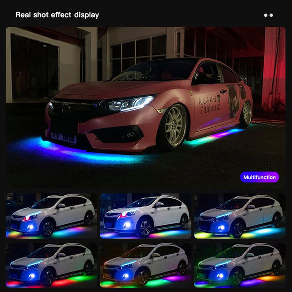 6-teiliges LED-Chassis-Licht, modifiziert mit Fantasy-Umgebungslicht-APP-Controller, 60 cm x 2 + 90 cm x 2 + 60 cm x 2
