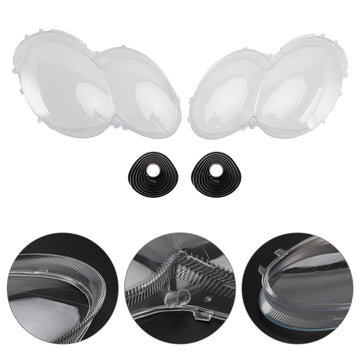 2Pcs Headlight Shell Lens Cover+Glue For Benz W230/R230 SL500 SL600 2003-2008 - 0