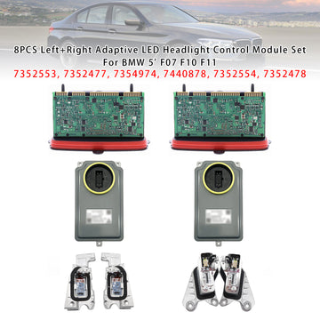 8PCS Left+Right Adaptive LED Headlight Control Module Set For BMW 5' F07 F10 F11 2014-2016 - 0