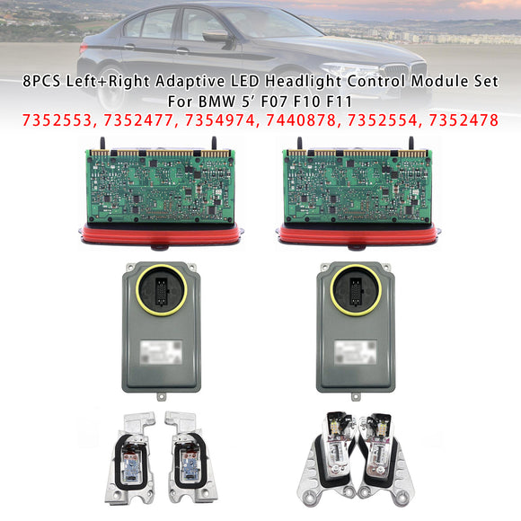 8 kpl vasen+oikea mukautuva LED-ajovalojen ohjausmoduulisarja BMW 5' F07 F10 F11 2014-2016