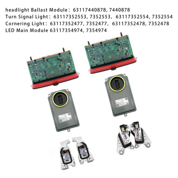 8 kpl vasen+oikea mukautuva LED-ajovalojen ohjausmoduulisarja BMW 5' F07 F10 F11 2014-2016