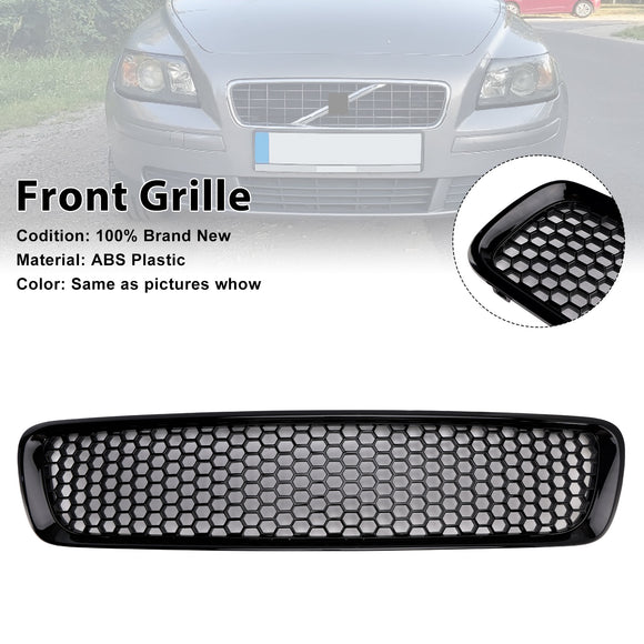 Gloss Black Front Bumper Honeycomb Grille Grill Fit Volvo S40 V50 2004-2007