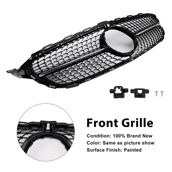 Parrilla delantera con diseño de diamante, compatible con Mercedes-Benz Clase C. W205 C250 C300 C400 2015-2018