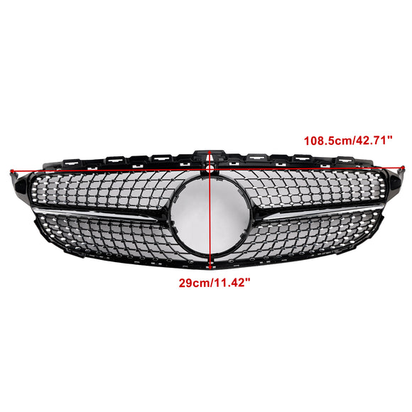 Parrilla delantera con diseño de diamante, compatible con Mercedes-Benz Clase C. W205 C250 C300 C400 2015-2018