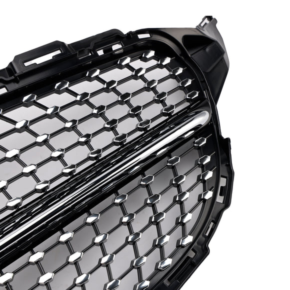 Parrilla delantera con diseño de diamante, compatible con Mercedes-Benz Clase C. W205 C250 C300 C400 2015-2018