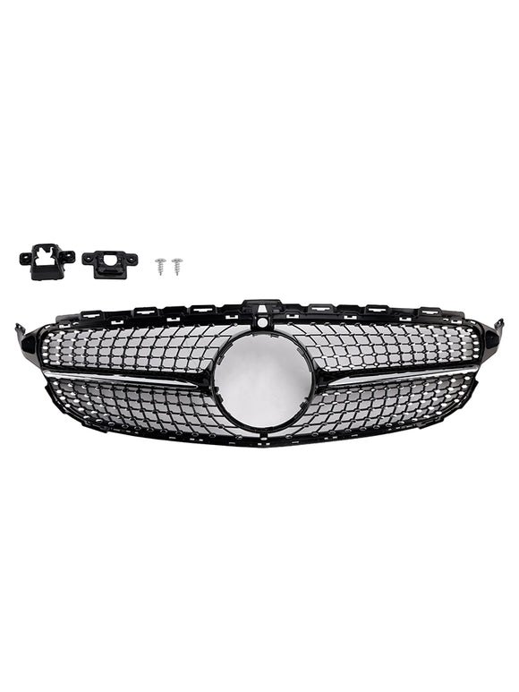 Parrilla delantera con diseño de diamante, compatible con Mercedes-Benz Clase C. W205 C250 C300 C400 2015-2018