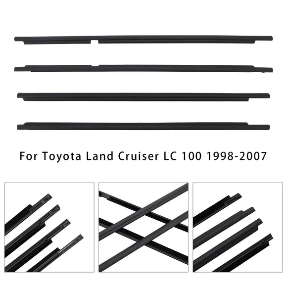 Toyota Land Cruiser LC100 1998-2007 4PCS Door Glass Belt Outer Molding Weatherstrip 75710-60070 75720-60070