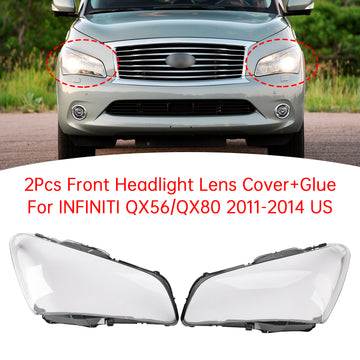 Couvercle d'objectif de phare avant, 2 pièces, pour INFINITI QX56/QX80 2011 – 2014 US