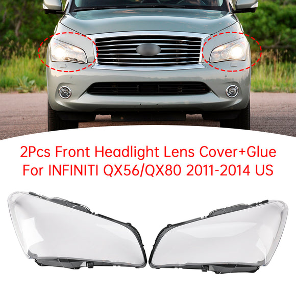 Couvercle d'objectif de phare avant, 2 pièces, pour INFINITI QX56/QX80 2011 – 2014 US