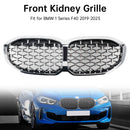 Grade dianteira da grade do rim para BMW 1 série F40 19-23 prata estilo diamante-1