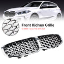 Grade dianteira da grade do rim para BMW 1 série F40 19-23 prata estilo diamante-4