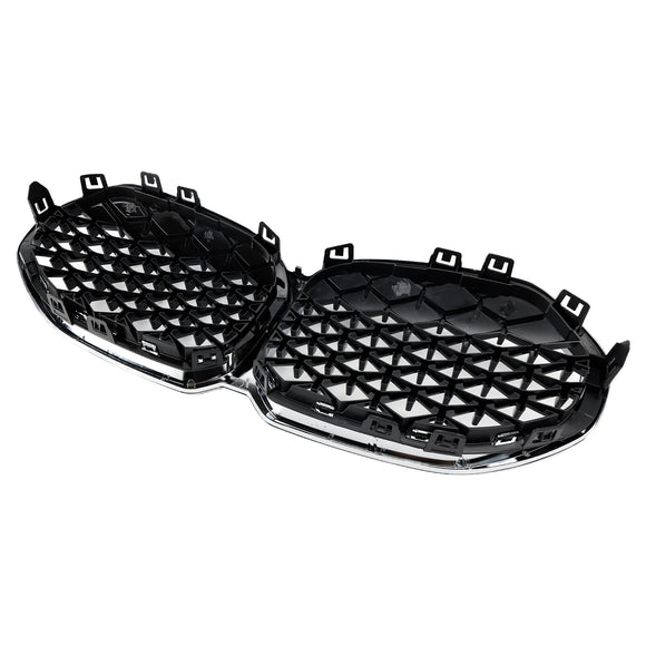 Grade dianteira da grade do rim para BMW 1 série F40 19-23 prata estilo diamante
