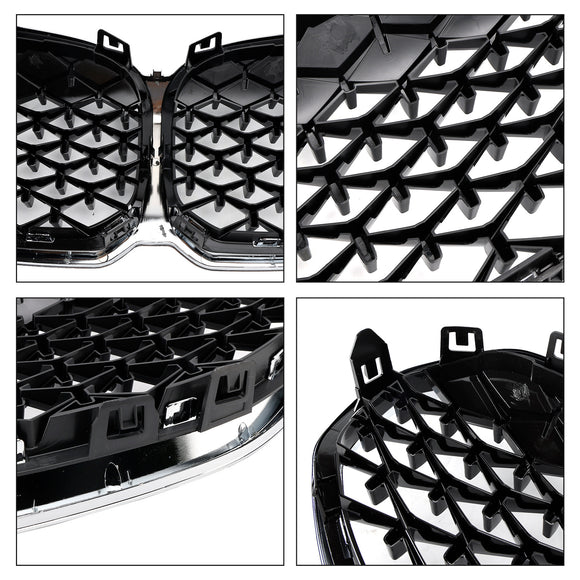 Grade dianteira da grade do rim para BMW 1 série F40 19-23 prata estilo diamante