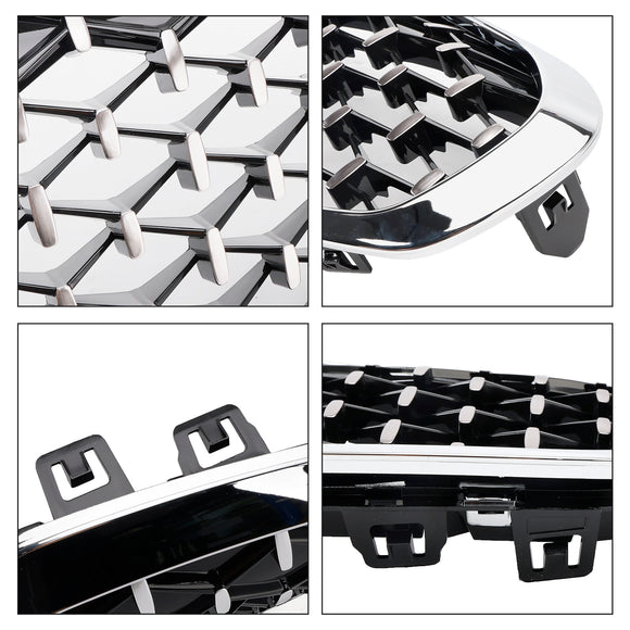 Grade dianteira da grade do rim para BMW 1 série F40 19-23 prata estilo diamante
