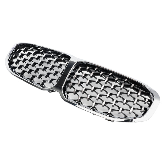 Grade dianteira da grade do rim para BMW 1 série F40 19-23 prata estilo diamante