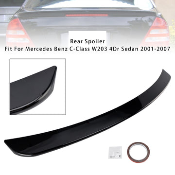 Gloss Black Rear Spoiler For Mercedes-Benz C-Class W203 01-07 Sedan - 0