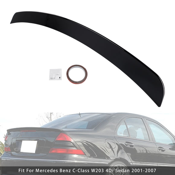 Glanzend zwarte achterspoiler voor Mercedes-Benz C-klasse W203 01-07 Sedan