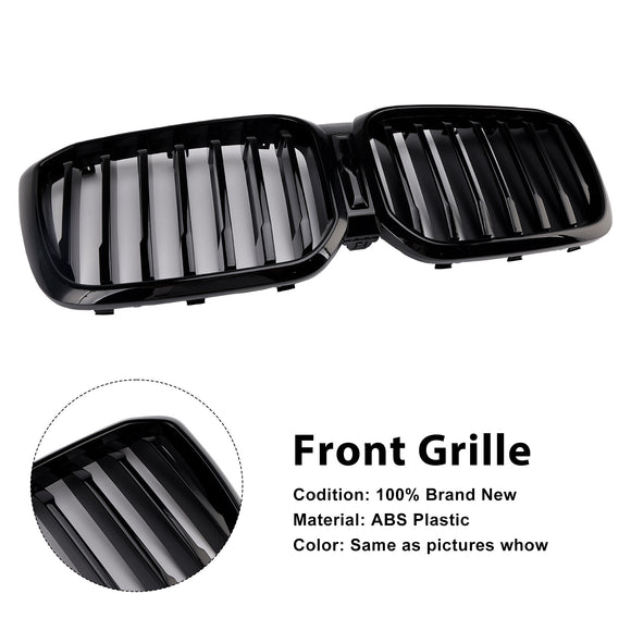 Front Bumper Kidney Grille Fit BMW X3 G01 X4 G02 2022-2025 Glossy Black