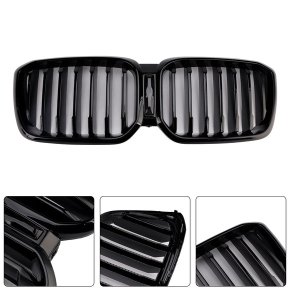 Front Bumper Kidney Grille Fit BMW X3 G01 X4 G02 2022-2025 Glossy Black