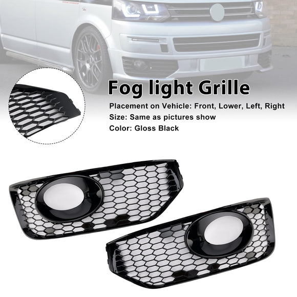 Nebelscheinwerfer-Lichtabdeckung, Gittereinsatz, passend für VW T5 T5.1 2010–2015, S-Linie, glänzend schwarz