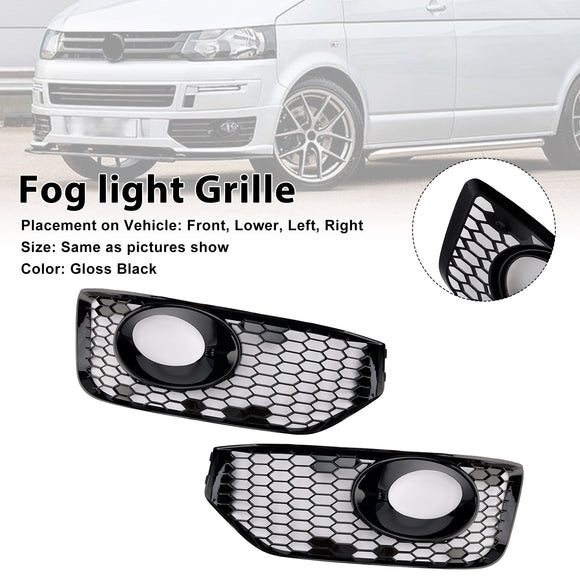 Nebelscheinwerfer-Lichtabdeckung, Gittereinsatz, passend für VW T5 T5.1 2010–2015, S-Linie, glänzend schwarz