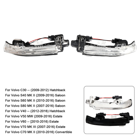 2Pcs Wing Mirror LED Signal Indicator Light For Volvo V40 S60 S80 V60 V70