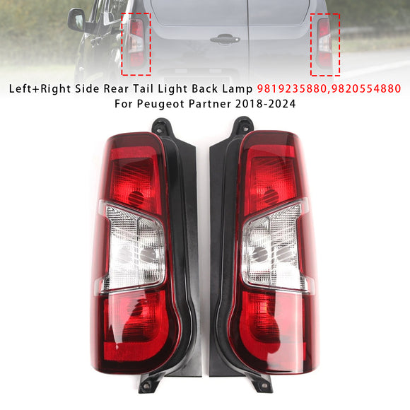 Left+Right Side Rear Tail Light Back Lamp For Peugeot Partner 2018-2024