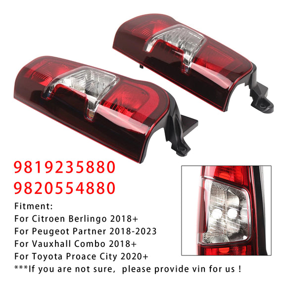 Left+Right Side Rear Tail Light Back Lamp For Peugeot Partner 2018-2024