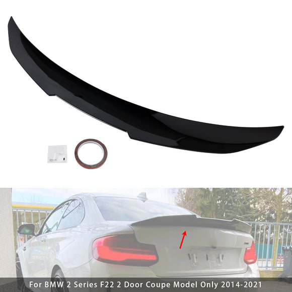 Glanzend zwarte achterspoiler voor BMW 2-serie F22 F87 14-21 Coupe PSM-stijl