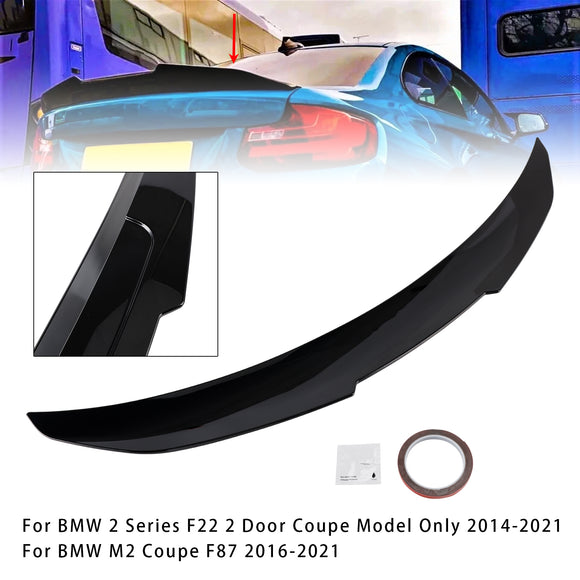 Glanzend zwarte achterspoiler voor BMW 2-serie F22 F87 14-21 Coupe PSM-stijl