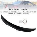 Glanzend zwarte achterspoiler voor BMW 2-serie F22 F87 14-21 Coupe PSM-stijl-2