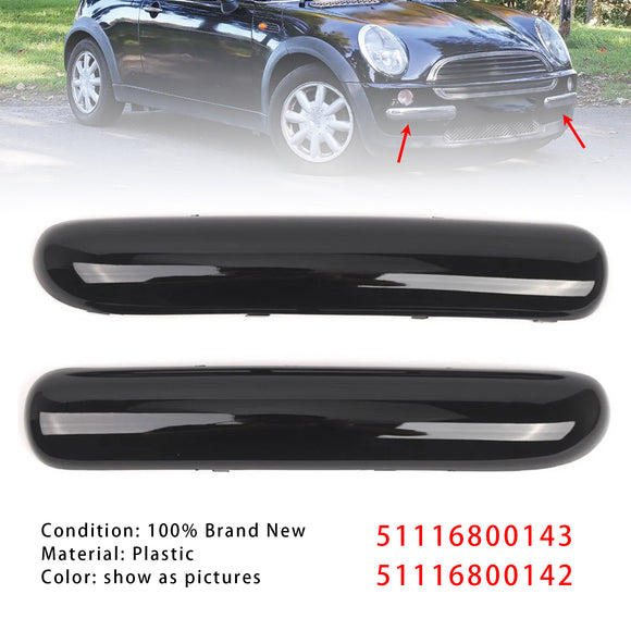 Pair Front Bumper Trim Set For Mini One Cooper R50/R52/R53 2001-2004 Glossy Black