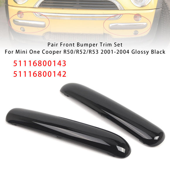Pair Front Bumper Trim Set For Mini One Cooper R50/R52/R53 2001-2004 Glossy Black