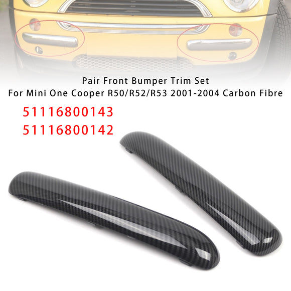 Paar Frontstoßstangen-Zierleisten-Set für Mini One Cooper R50/R52/R53 2001–2004, Kohlefaser