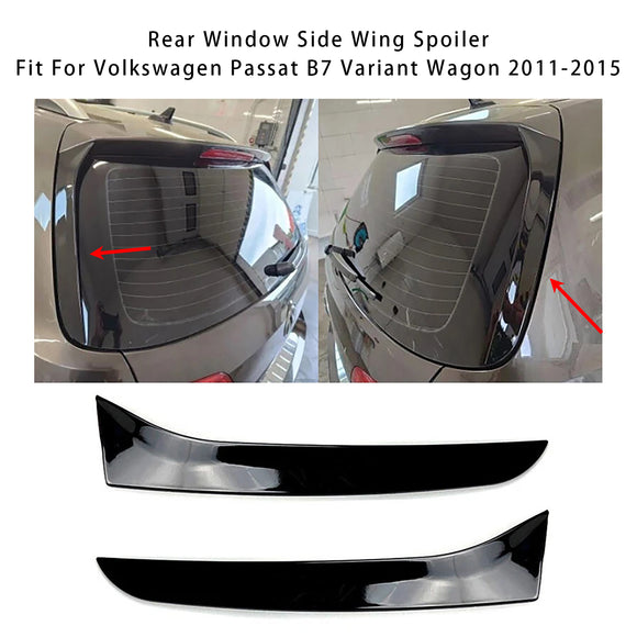 Glanzend zwart paar achterruit zijvleugelspoiler voor VW Passat B7 Wagon 11-15