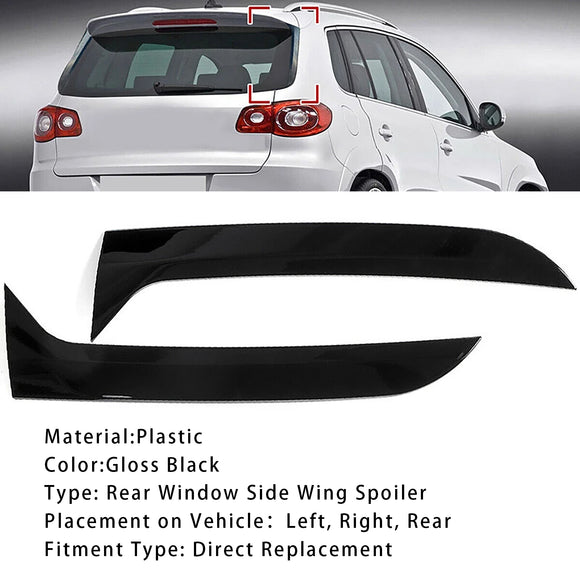 Par de alerón lateral de ventana trasera negro brillante para VW Tiguan MK1 07-16